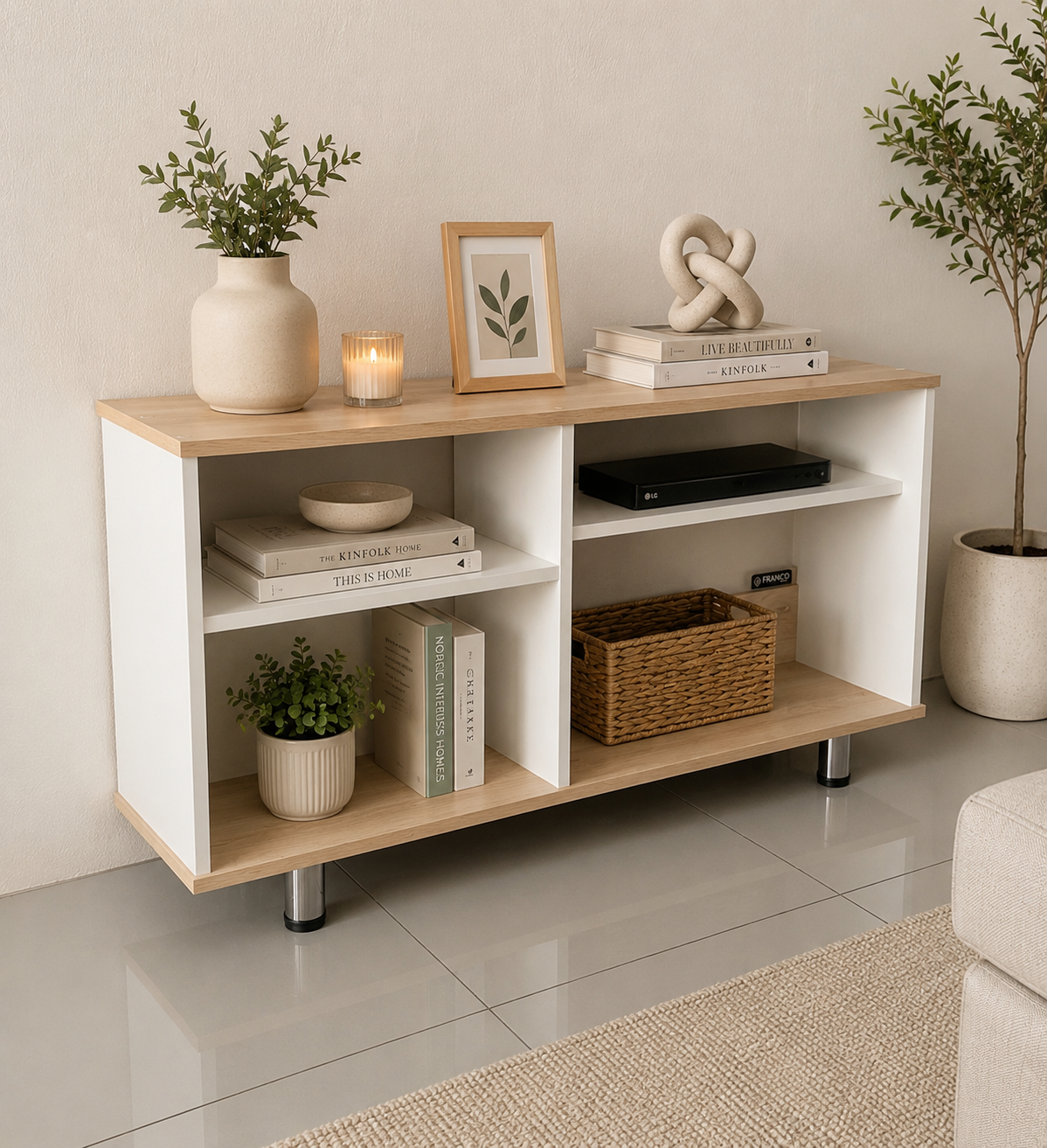 Mueble TV 130L 2E abierto combinado